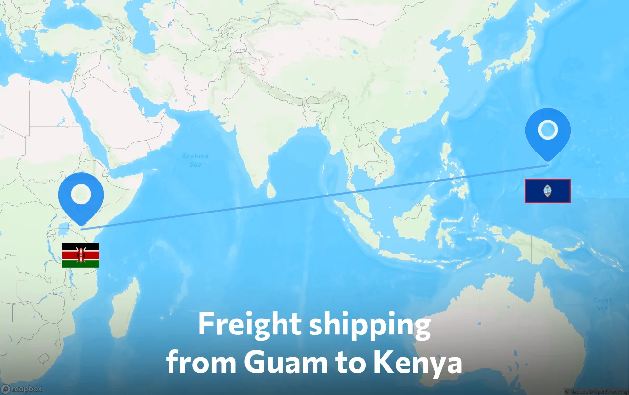 Shipping route from Guam to Kenya