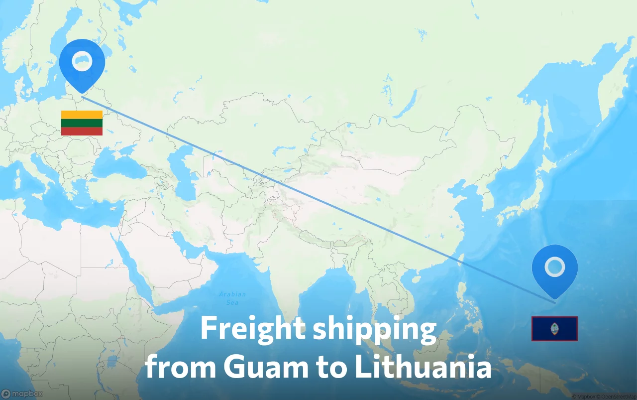 Shipping route from Guam to Lithuania