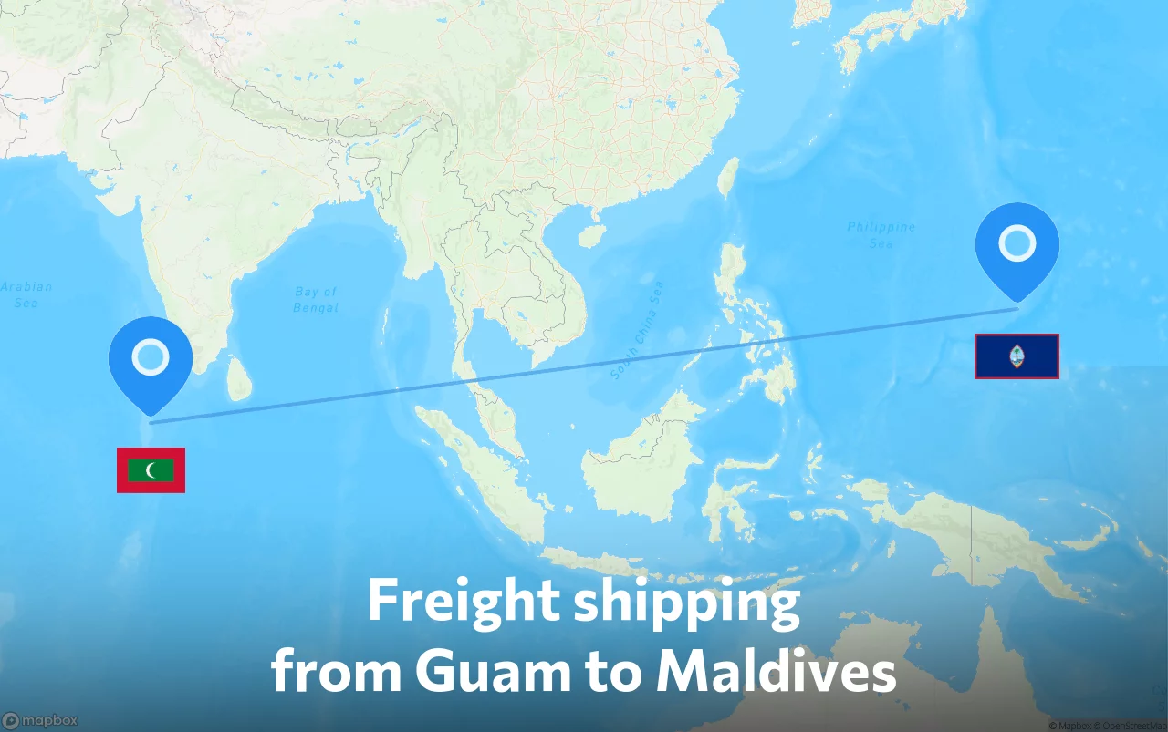 Shipping route from Guam to Maldives
