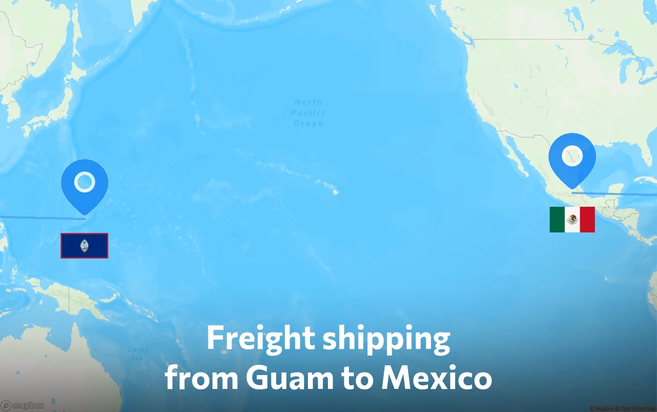 Shipping route from Guam to Mexico