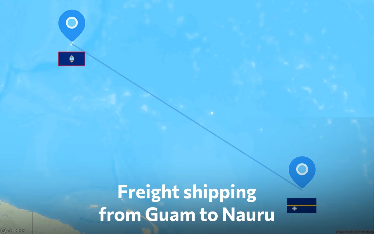 Shipping route from Guam to Nauru