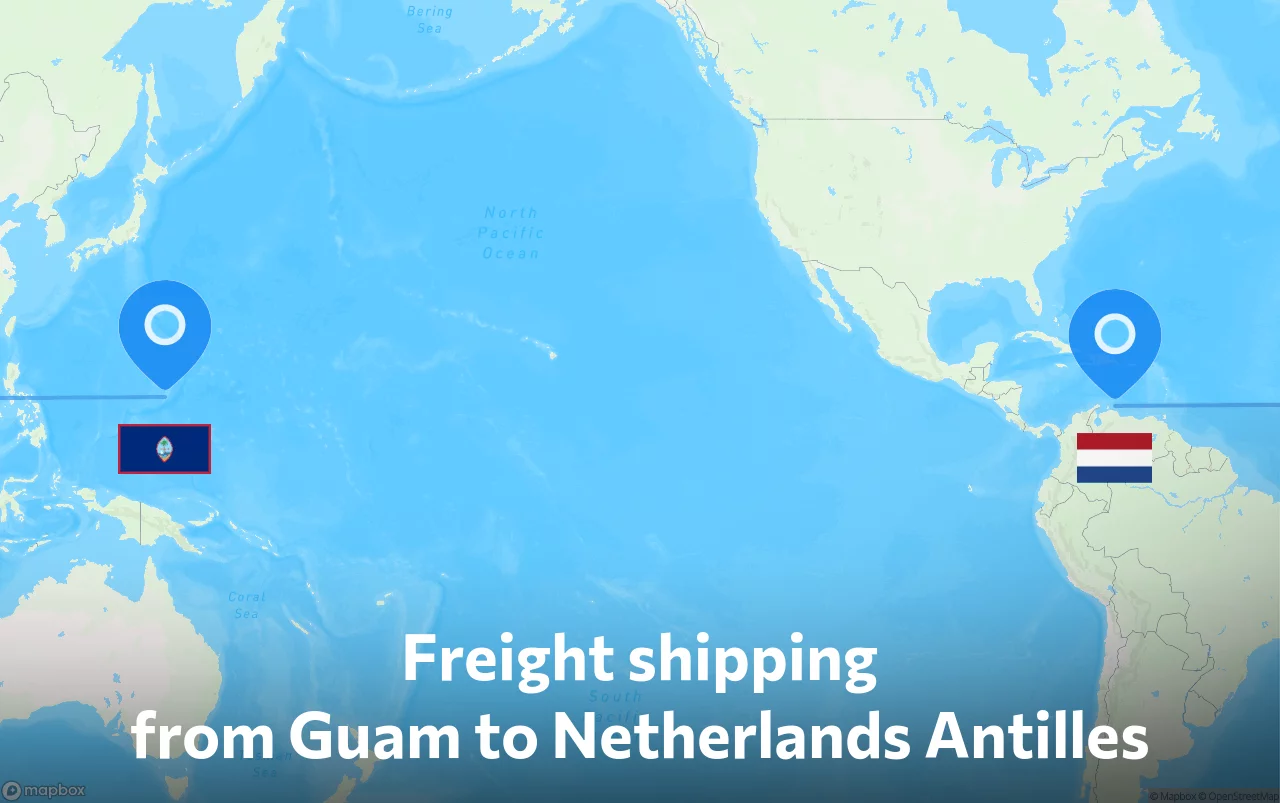 Shipping route from Guam to Netherlands Antilles