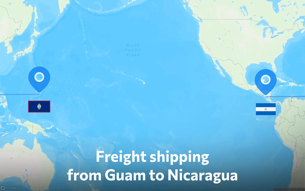 Shipping route from Guam to Nicaragua
