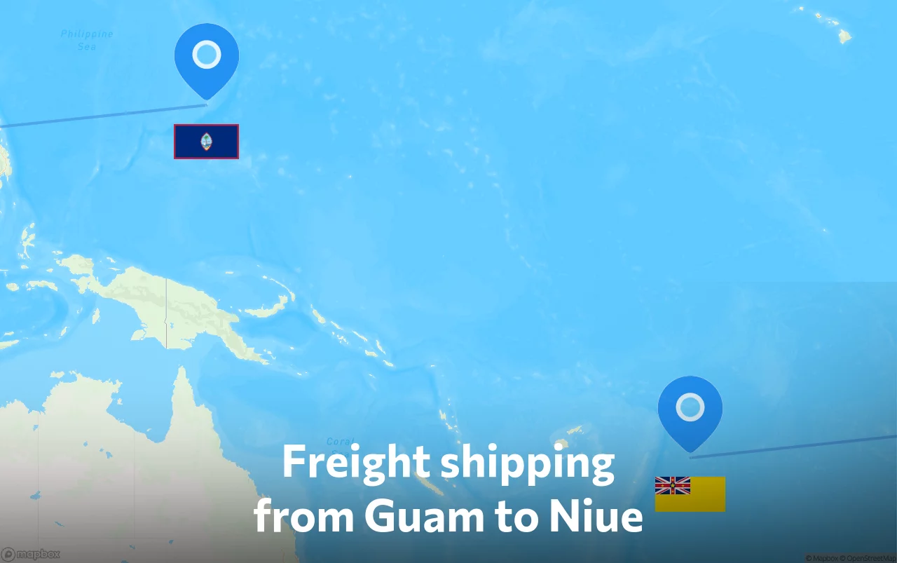 Shipping route from Guam to Niue