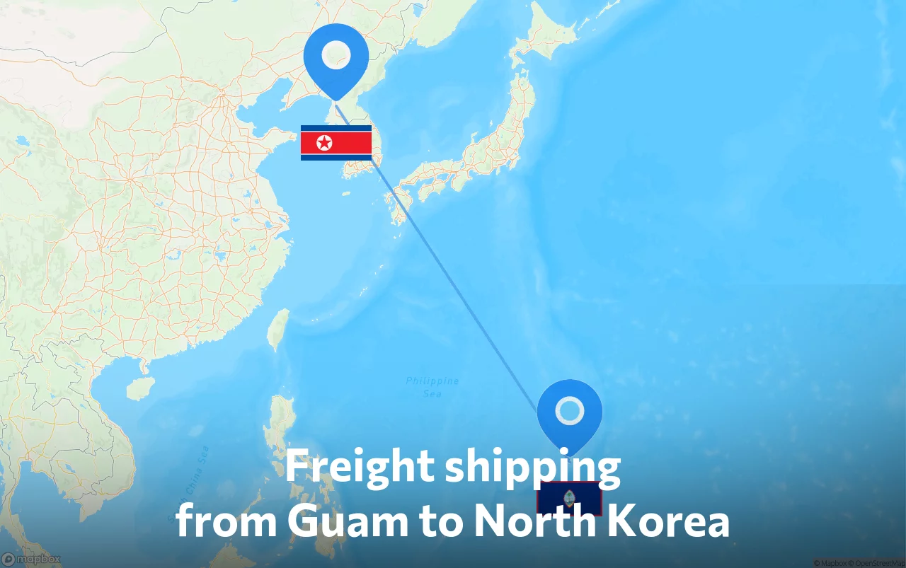 Shipping route from Guam to North Korea
