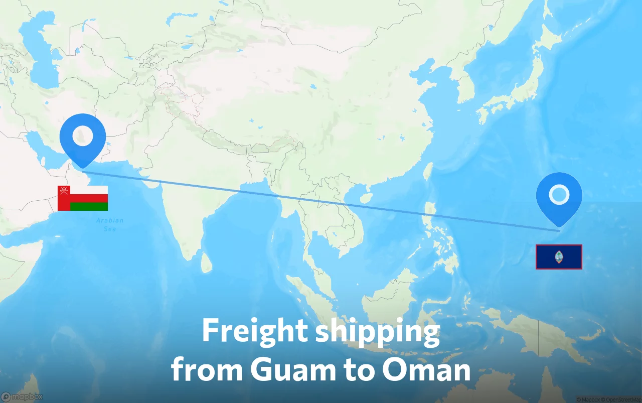 Shipping route from Guam to Oman