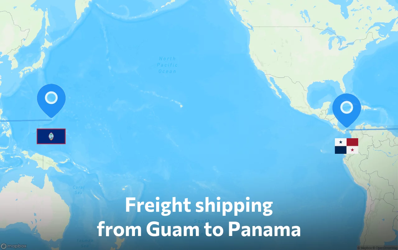 Shipping route from Guam to Panama
