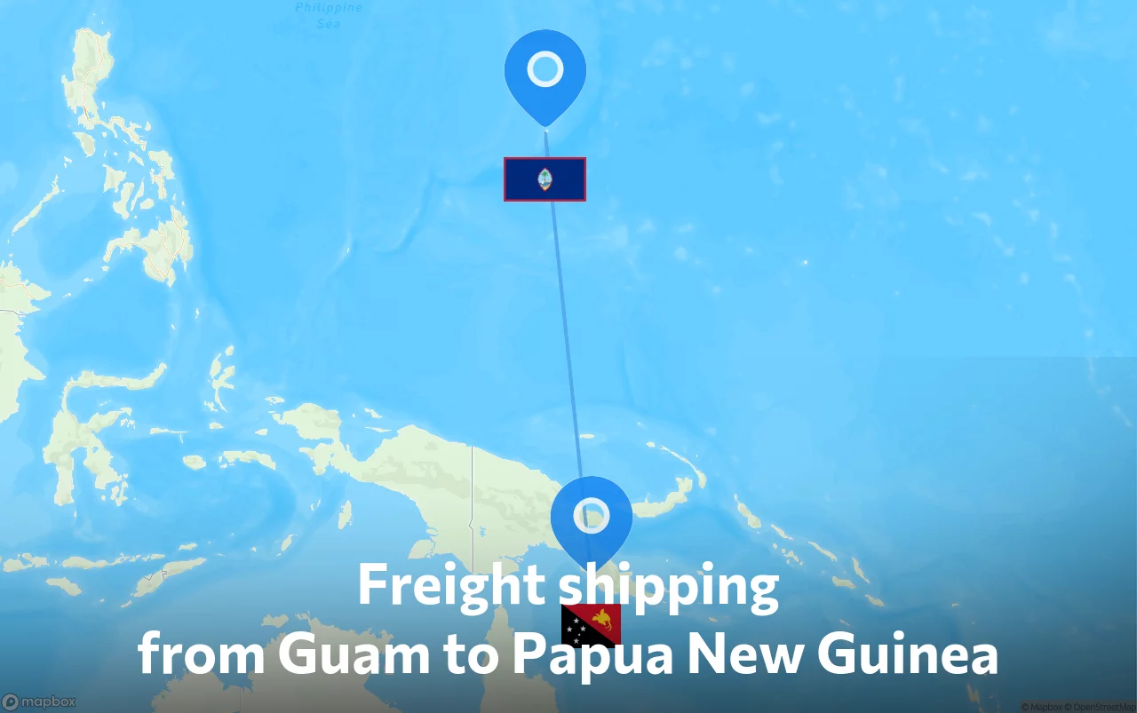 Shipping route from Guam to Papua New Guinea