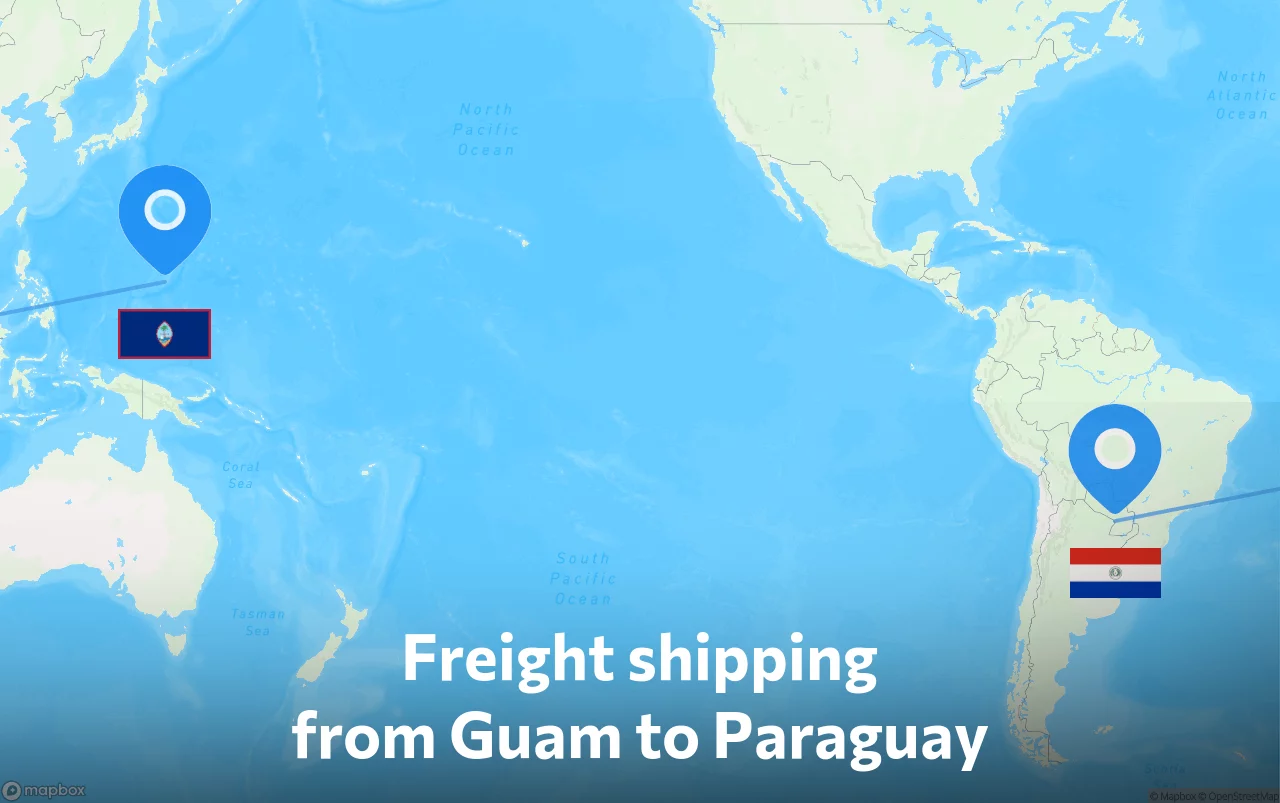 Shipping route from Guam to Paraguay