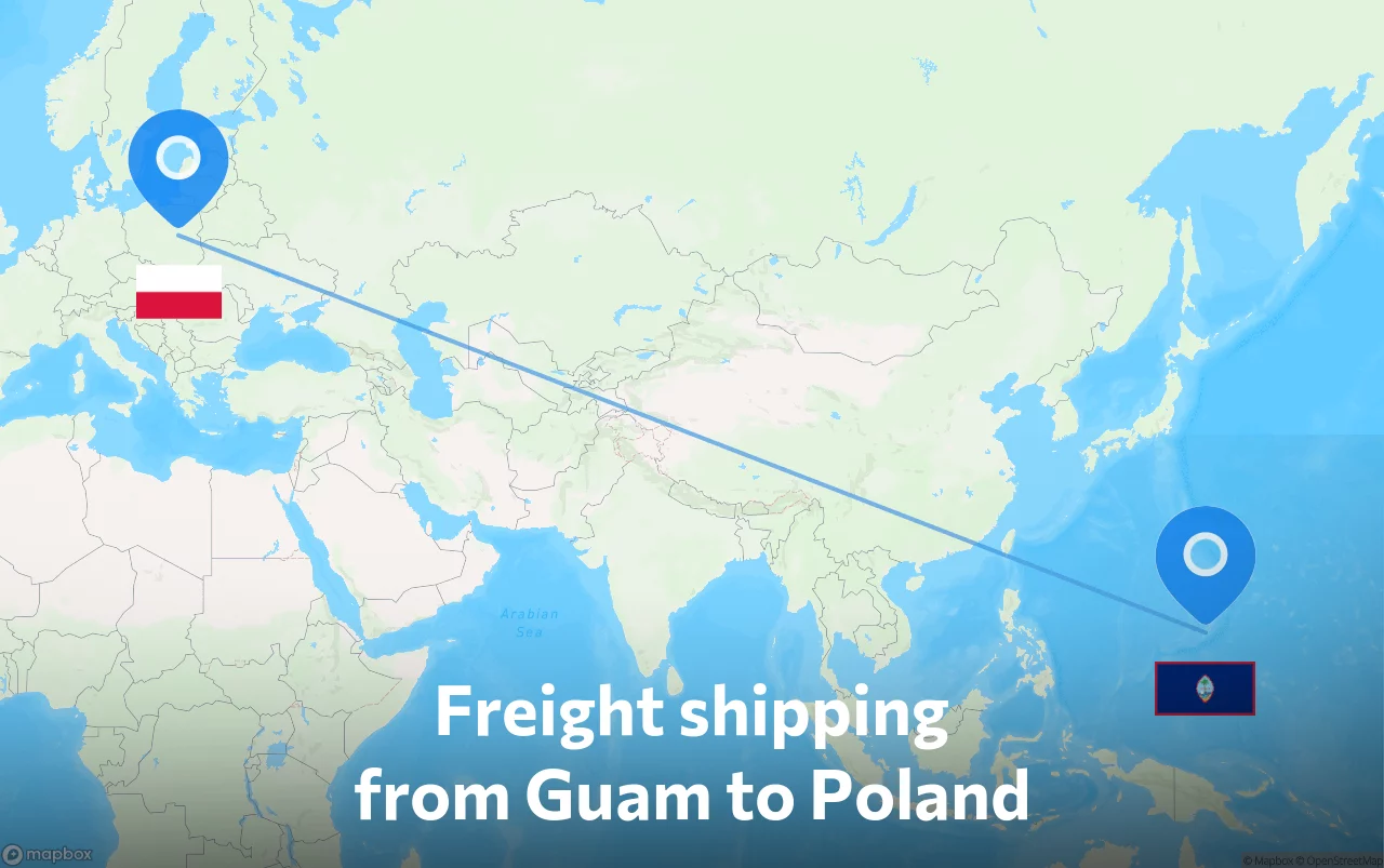 Shipping route from Guam to Poland