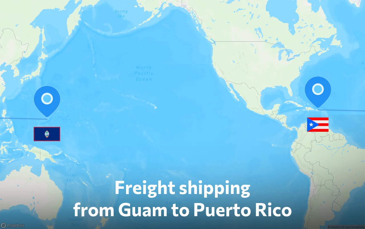 Shipping route from Guam to Puerto Rico