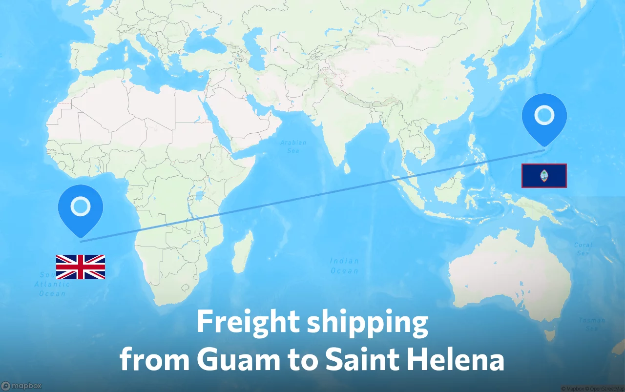 Shipping route from Guam to Saint Helena