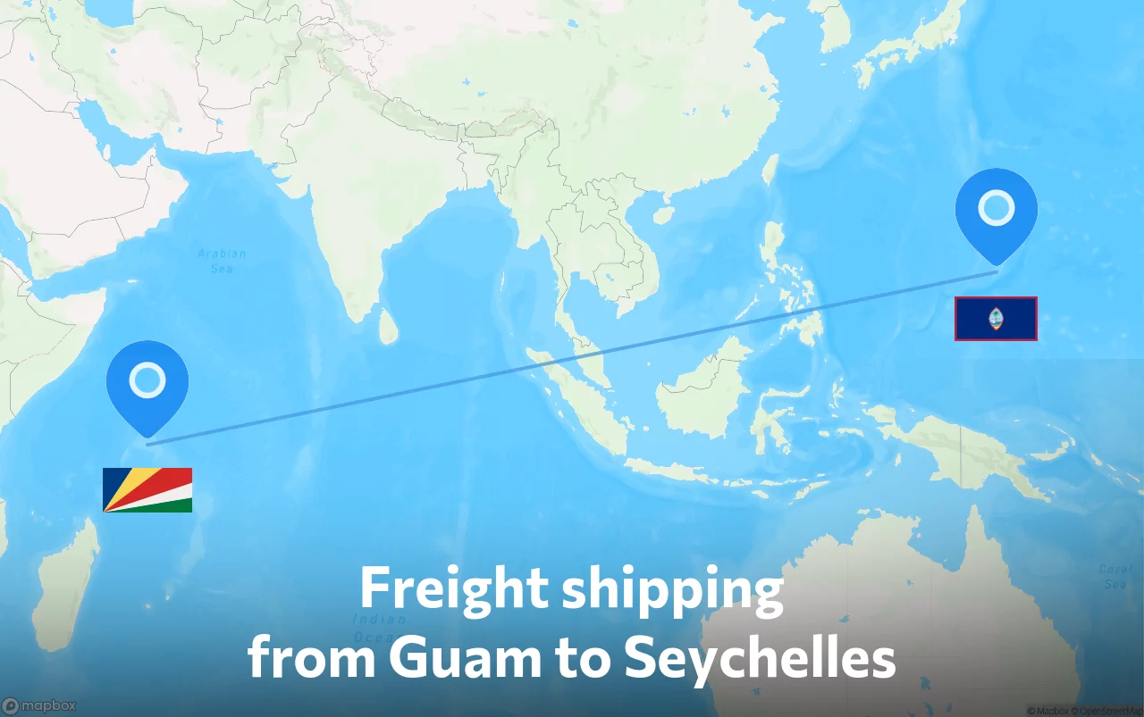 Shipping route from Guam to Seychelles