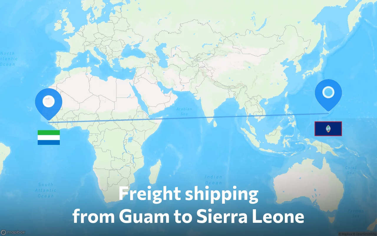 Shipping route from Guam to Sierra Leone