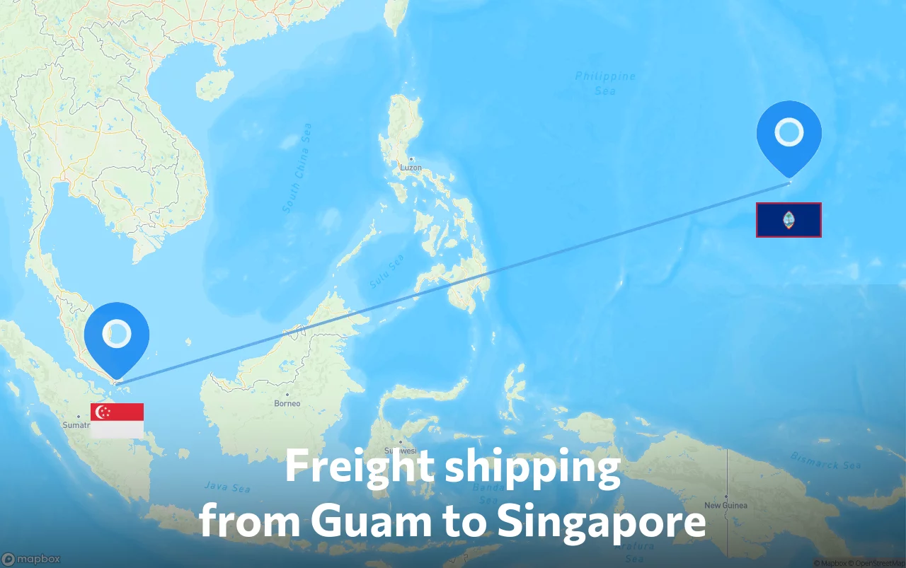 Shipping route from Guam to Singapore