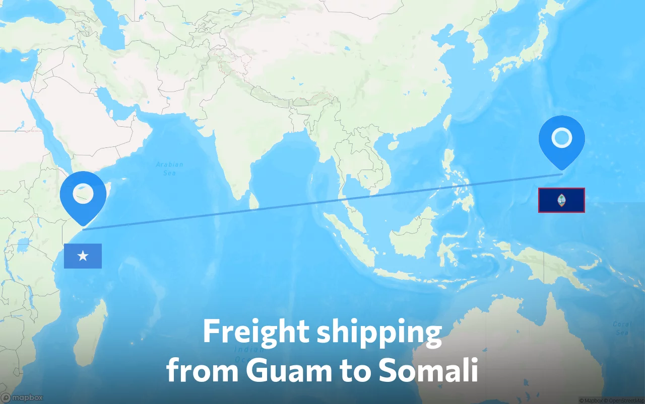 Shipping route from Guam to Somali