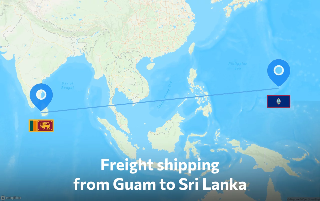 Shipping route from Guam to Sri Lanka