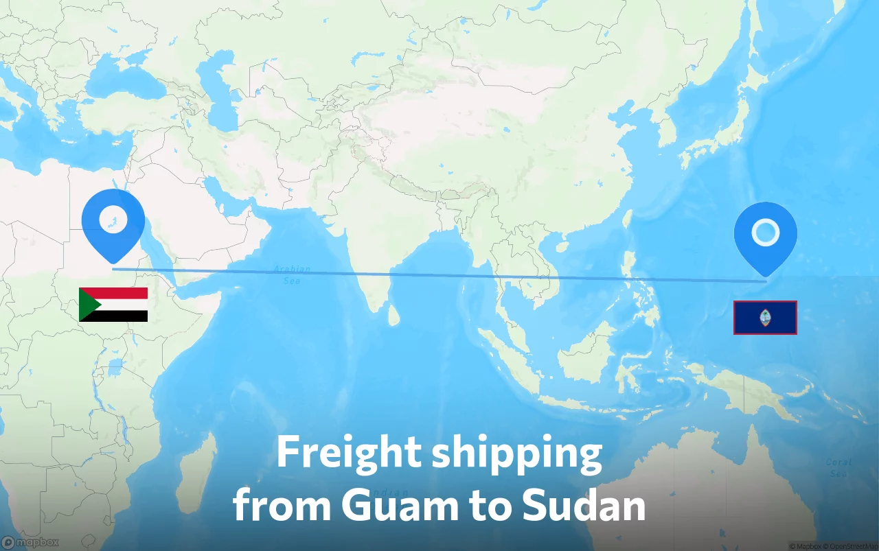Shipping route from Guam to Sudan