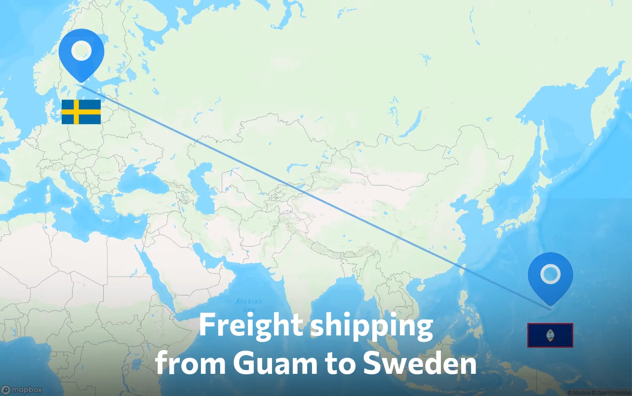 Shipping route from Guam to Sweden
