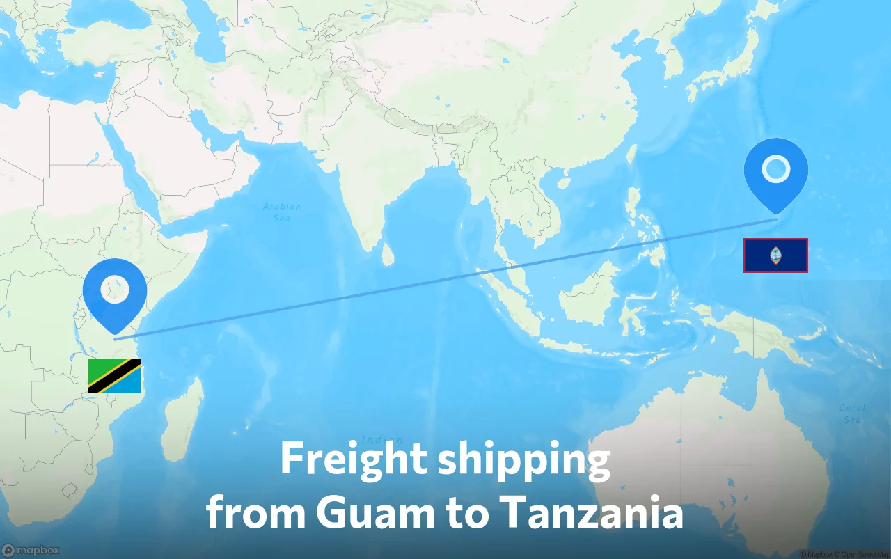 Shipping route from Guam to Tanzania