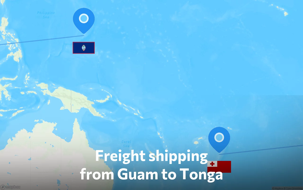 Shipping route from Guam to Tonga