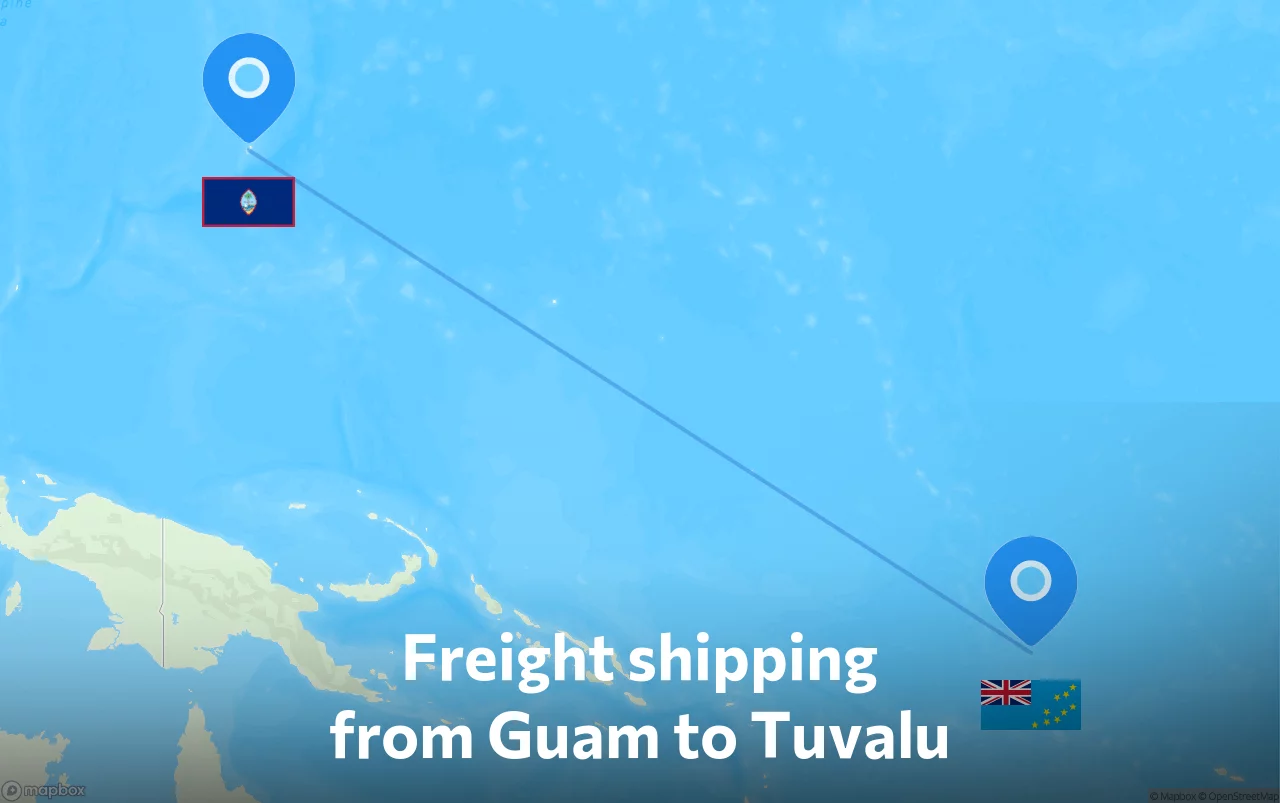 Shipping route from Guam to Tuvalu