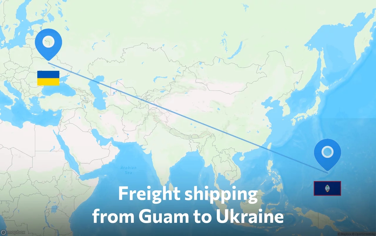 Shipping route from Guam to Ukraine