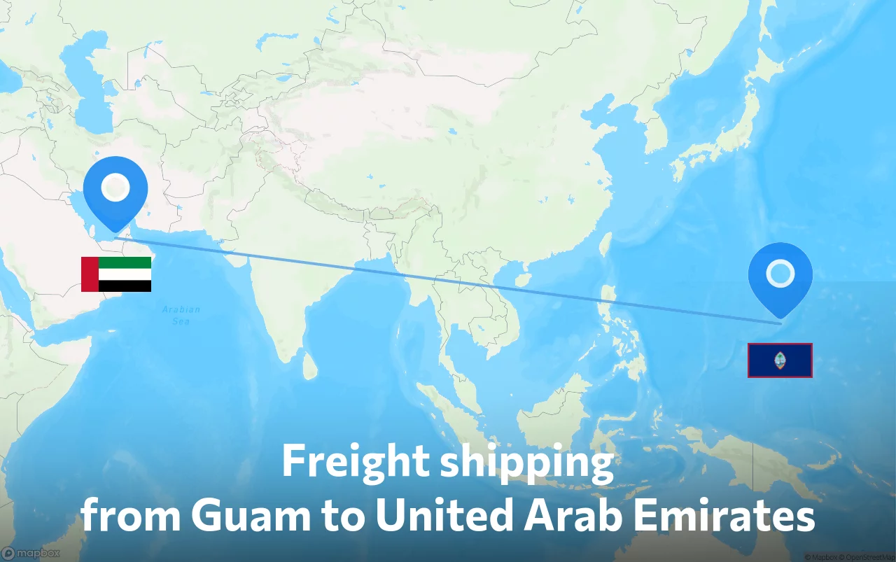Shipping route from Guam to United Arab Emirates