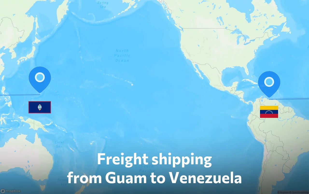 Shipping route from Guam to Venezuela