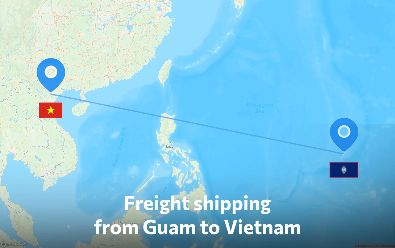 Shipping route from Guam to Vietnam