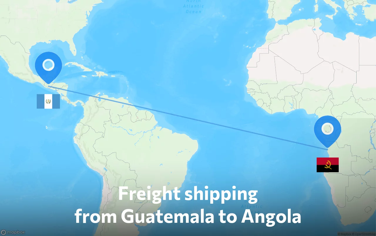 Shipping route from Guatemala to Angola