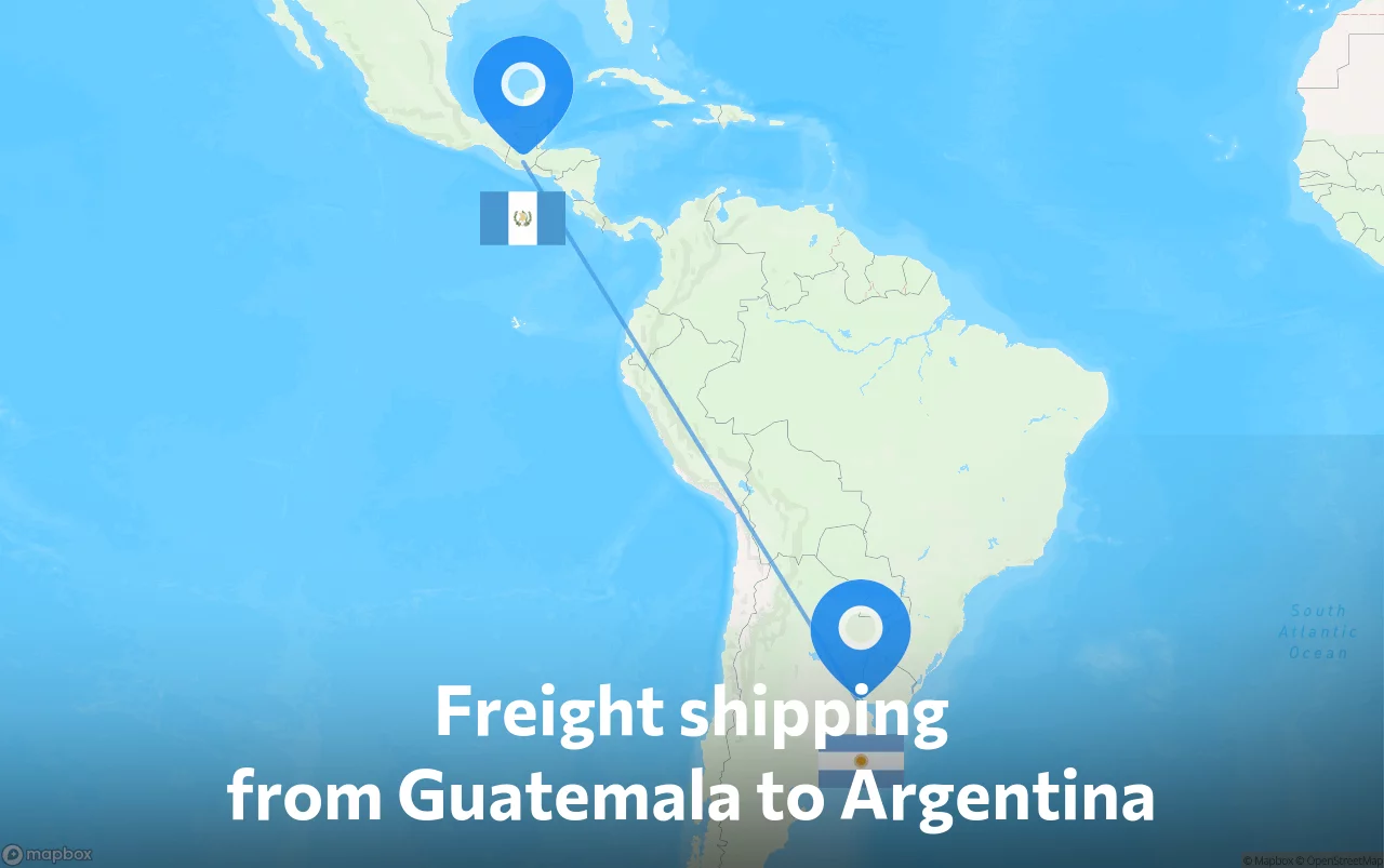 Shipping route from Guatemala to Argentina
