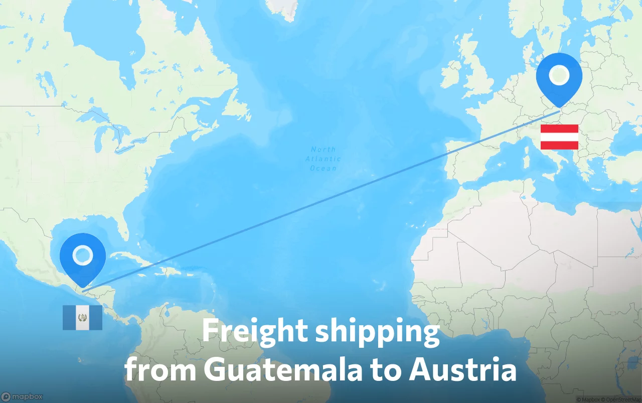 Shipping route from Guatemala to Austria
