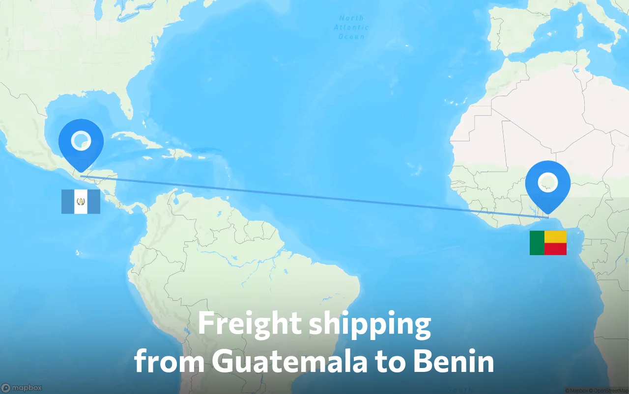 Shipping route from Guatemala to Benin