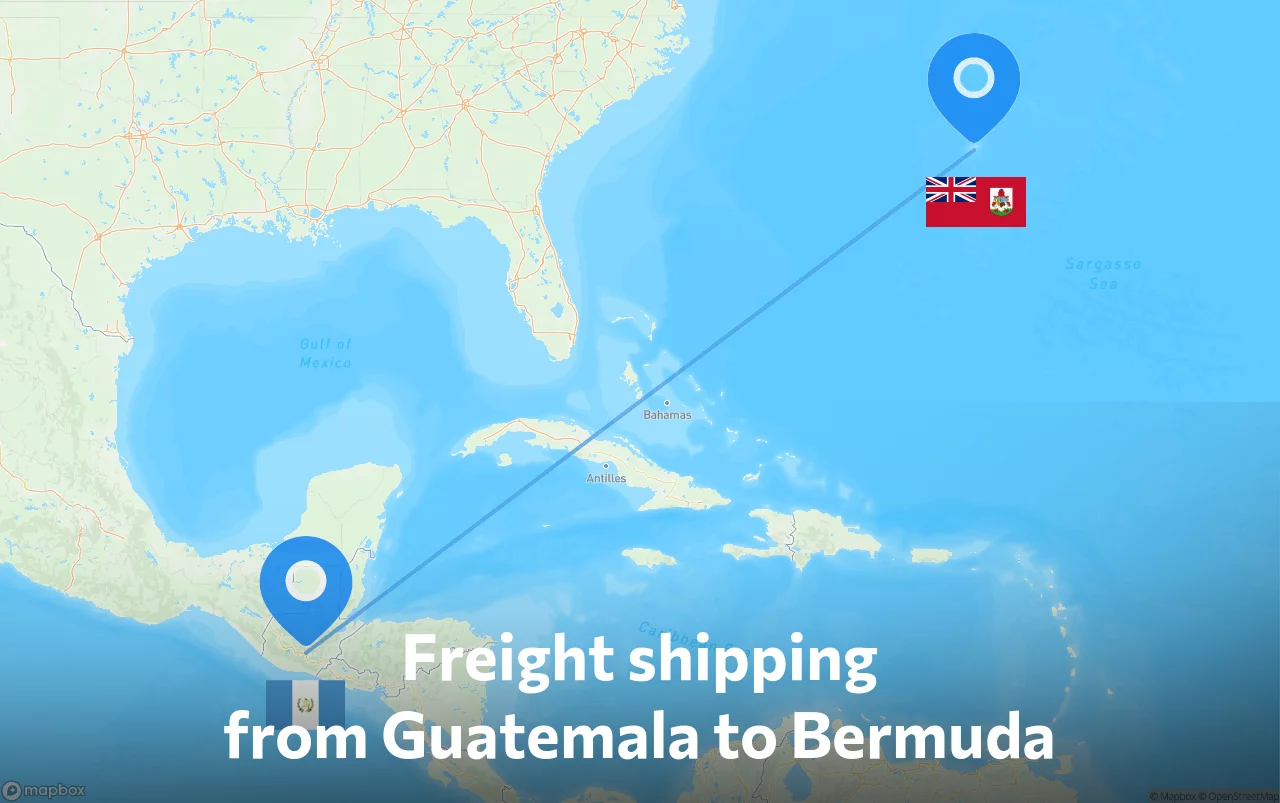 Shipping route from Guatemala to Bermuda