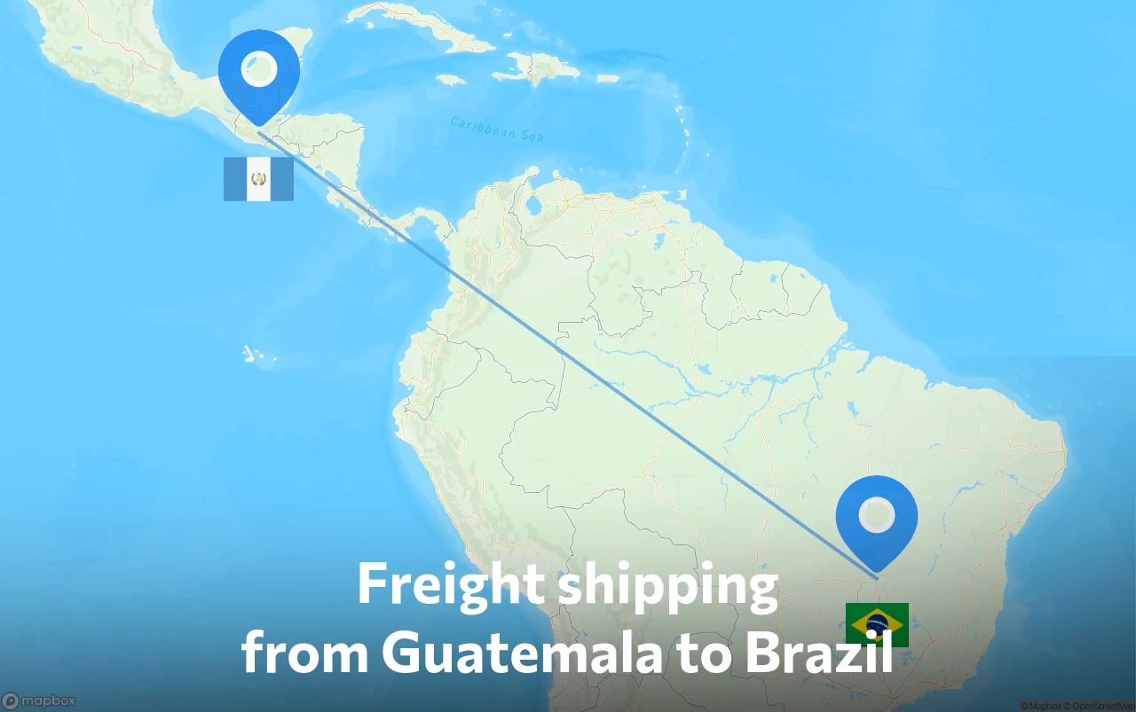 Shipping route from Guatemala to Brazil