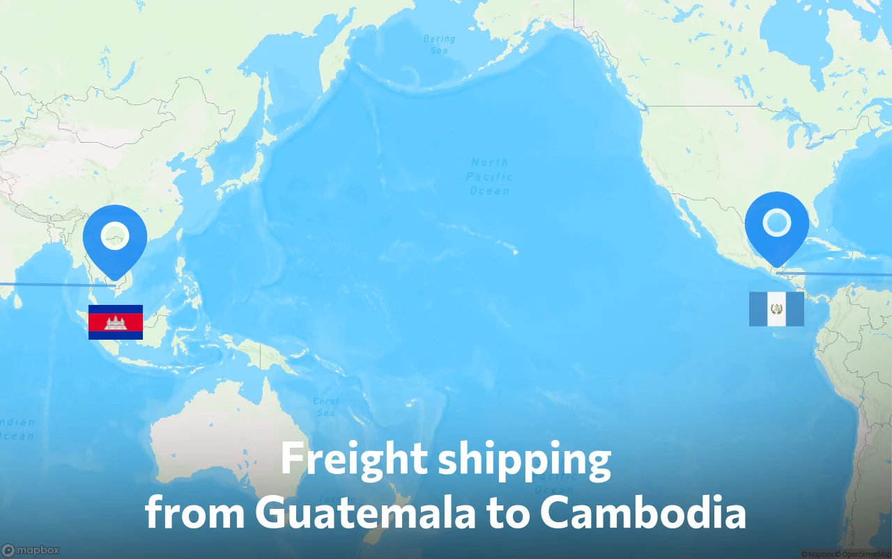 Shipping route from Guatemala to Cambodia
