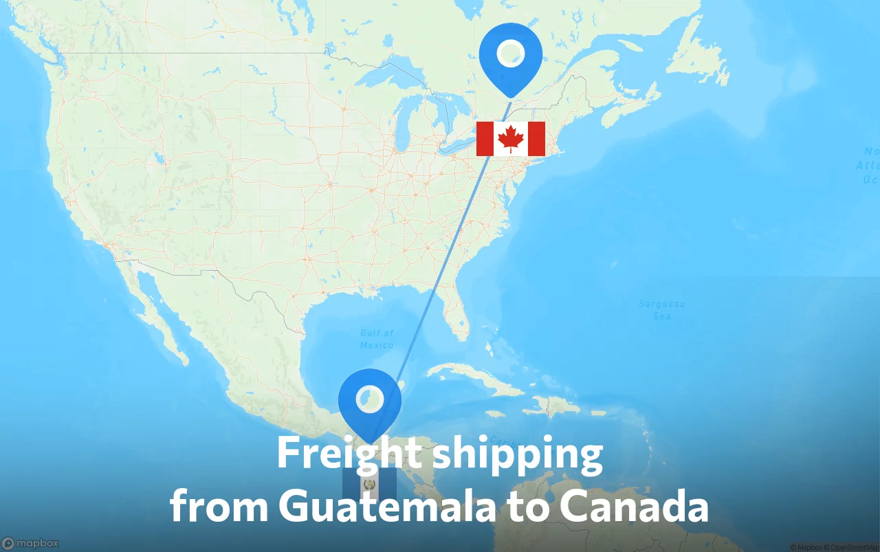 Shipping route from Guatemala to Canada