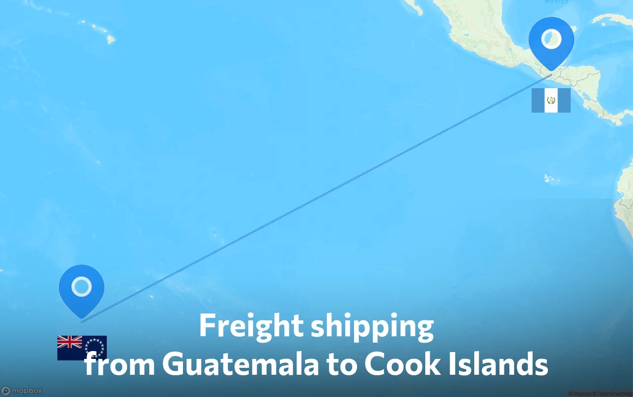 Shipping route from Guatemala to Cook Islands