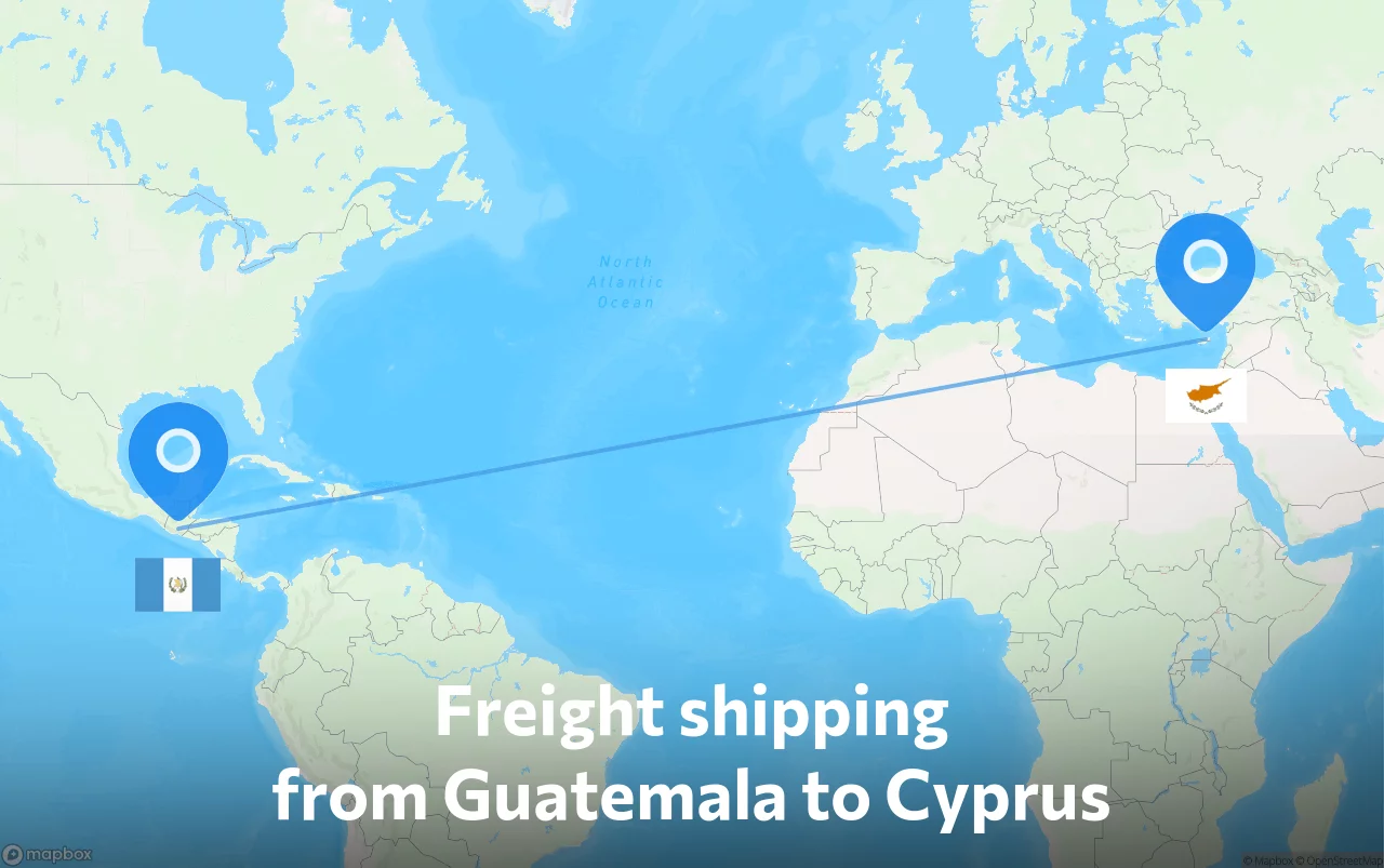 Shipping route from Guatemala to Cyprus