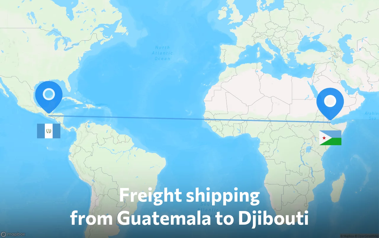 Shipping route from Guatemala to Djibouti