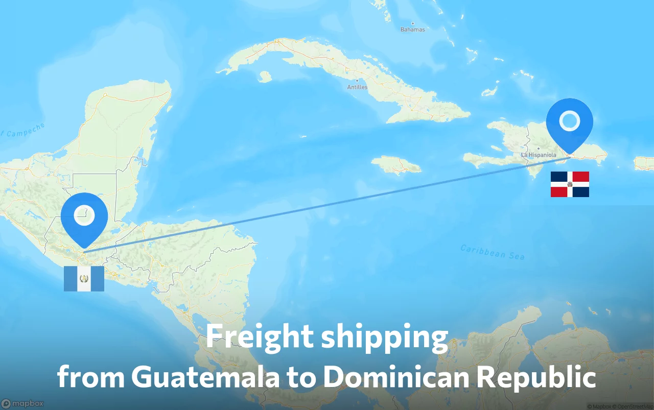 Shipping route from Guatemala to Dominican Republic