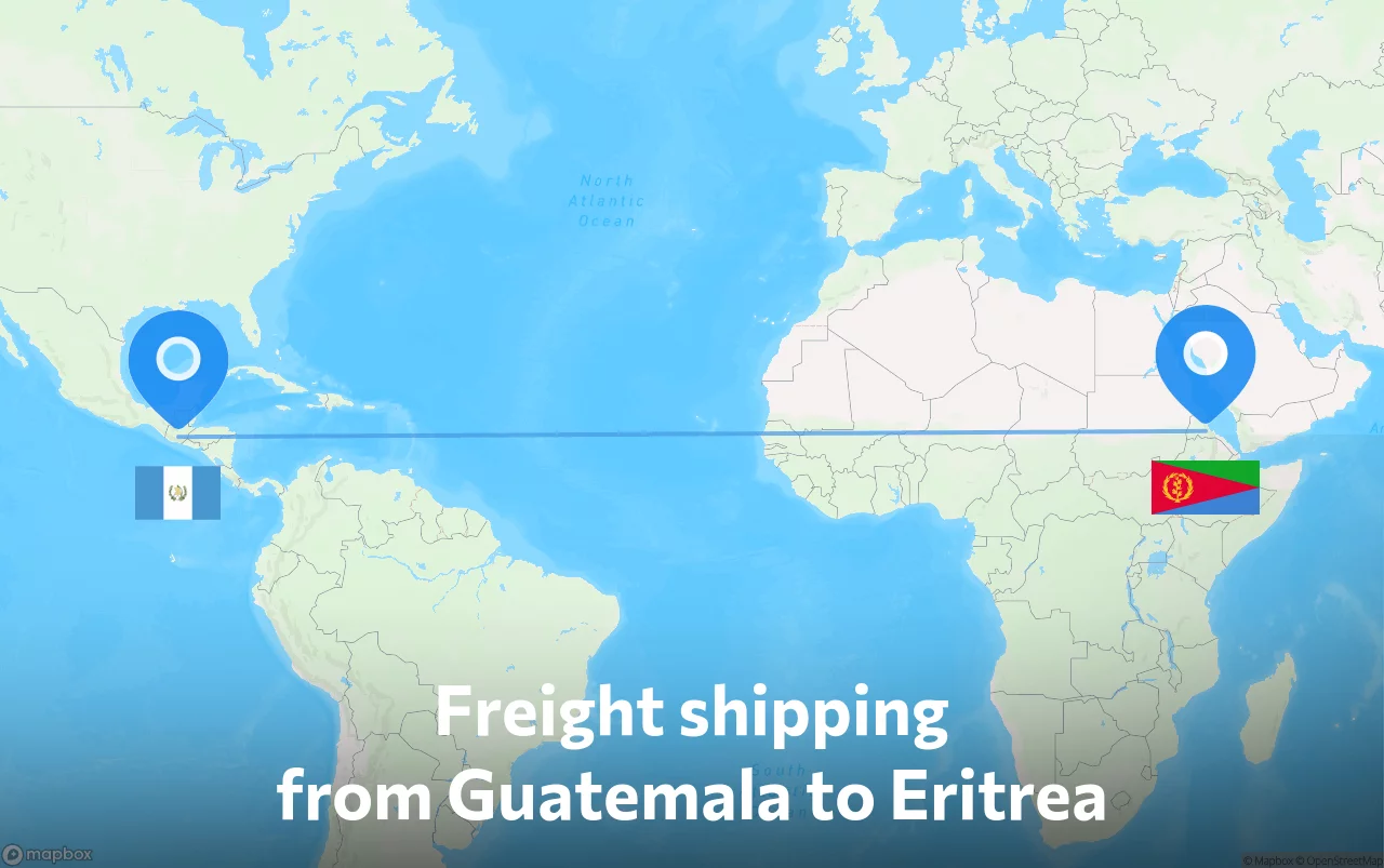 Shipping route from Guatemala to Eritrea