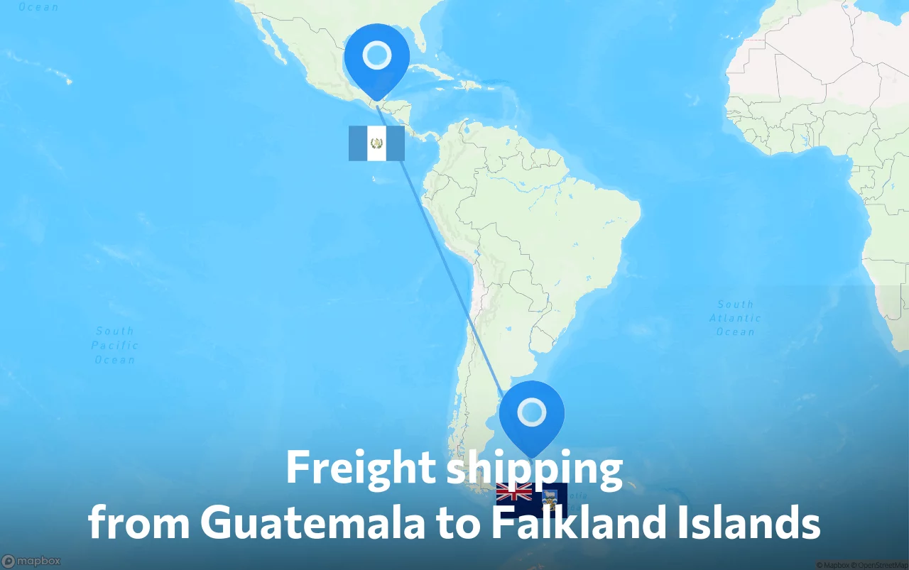 Shipping route from Guatemala to Falkland Islands