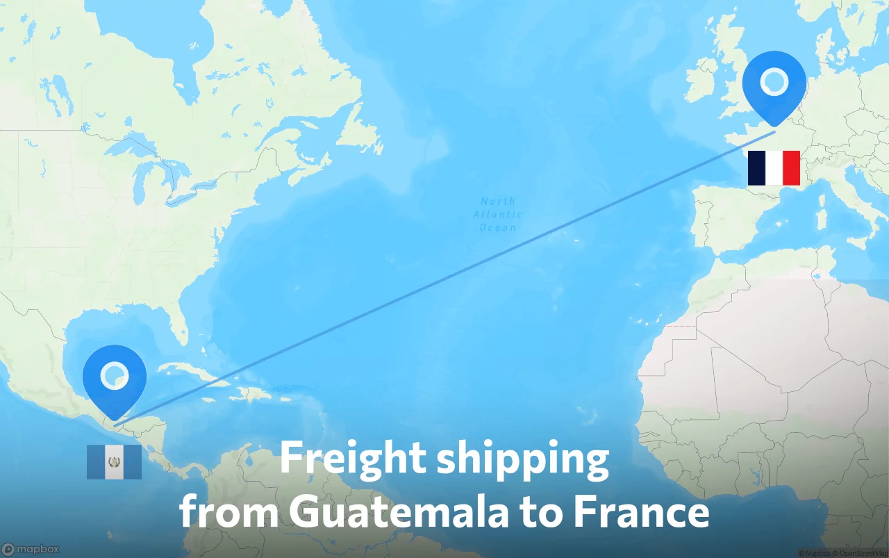 Shipping route from Guatemala to France