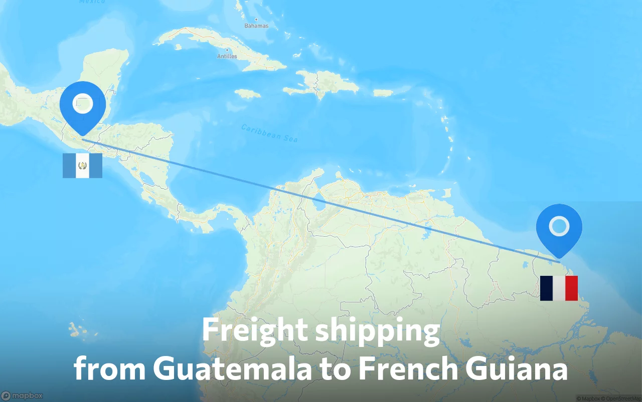 Shipping route from Guatemala to French Guiana