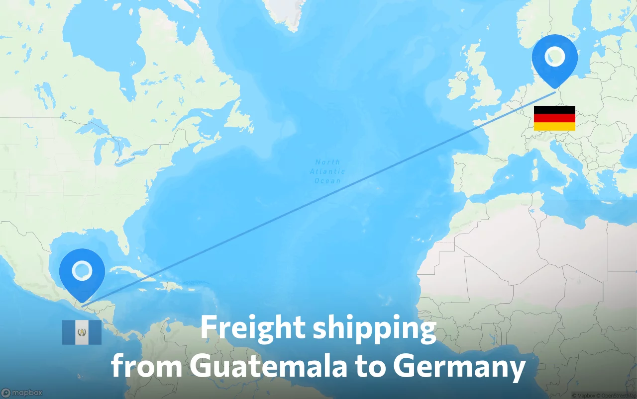 Shipping route from Guatemala to Germany