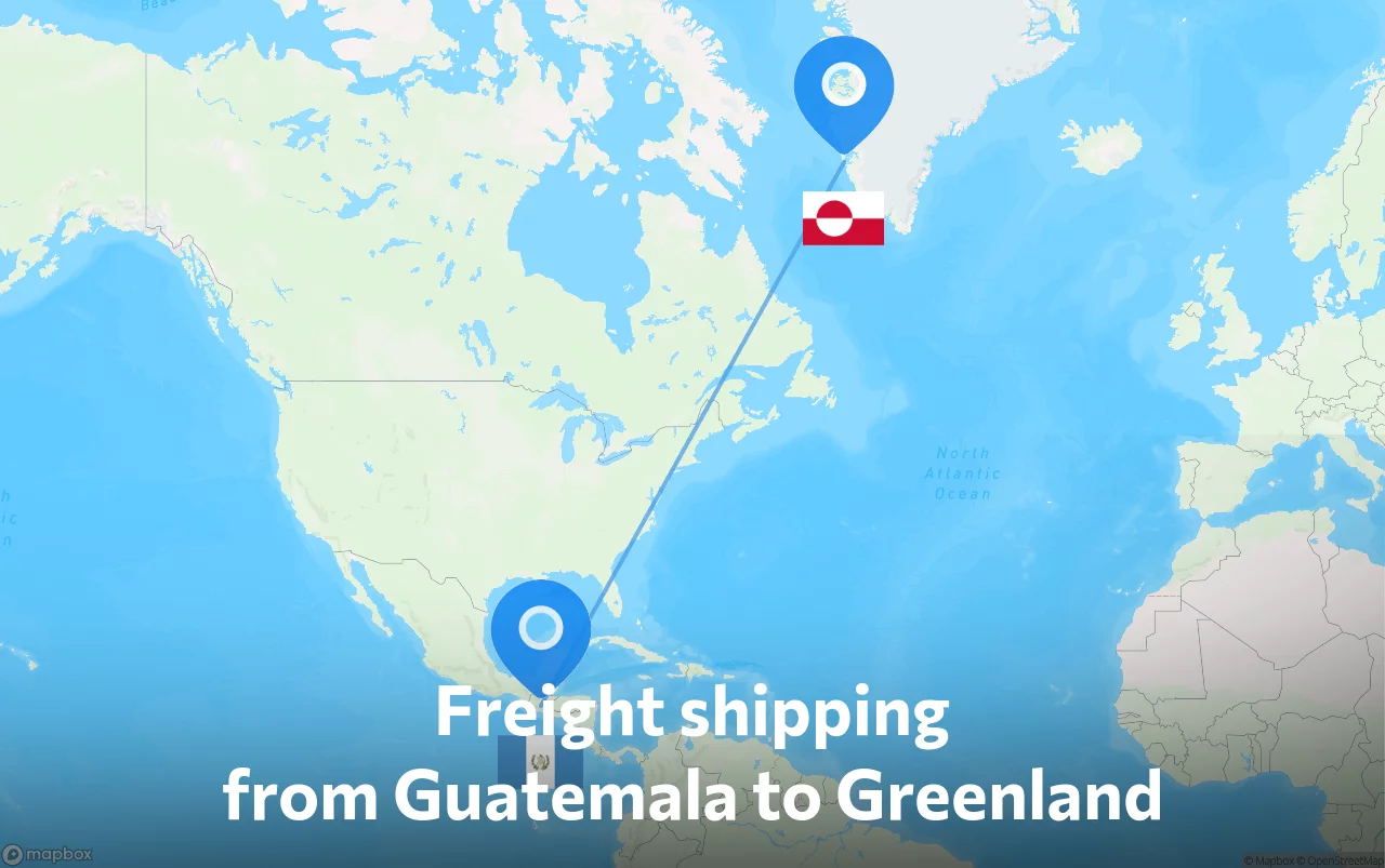 Shipping route from Guatemala to Greenland