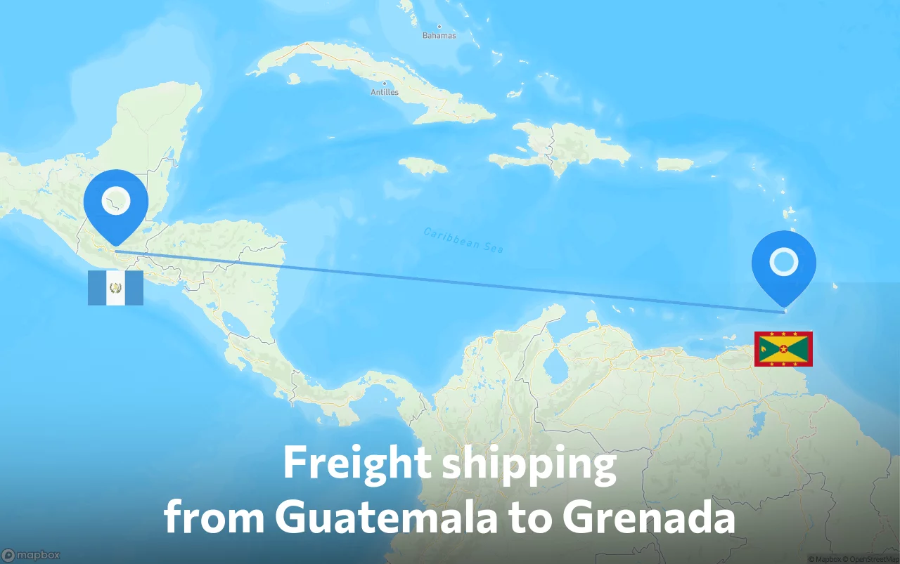 Shipping route from Guatemala to Grenada