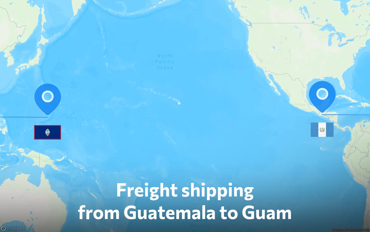 Shipping route from Guatemala to Guam
